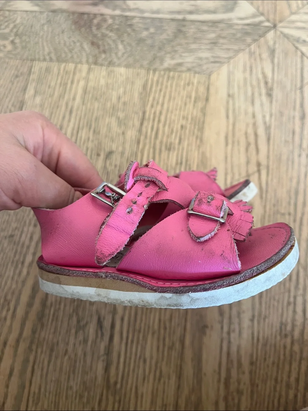 Zimmermann Pink Kids Leather Buckle Sandals